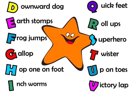 Have fun using the alphabet to help your little one get stronger with Alphabet Exercises by Starfish Therapies!